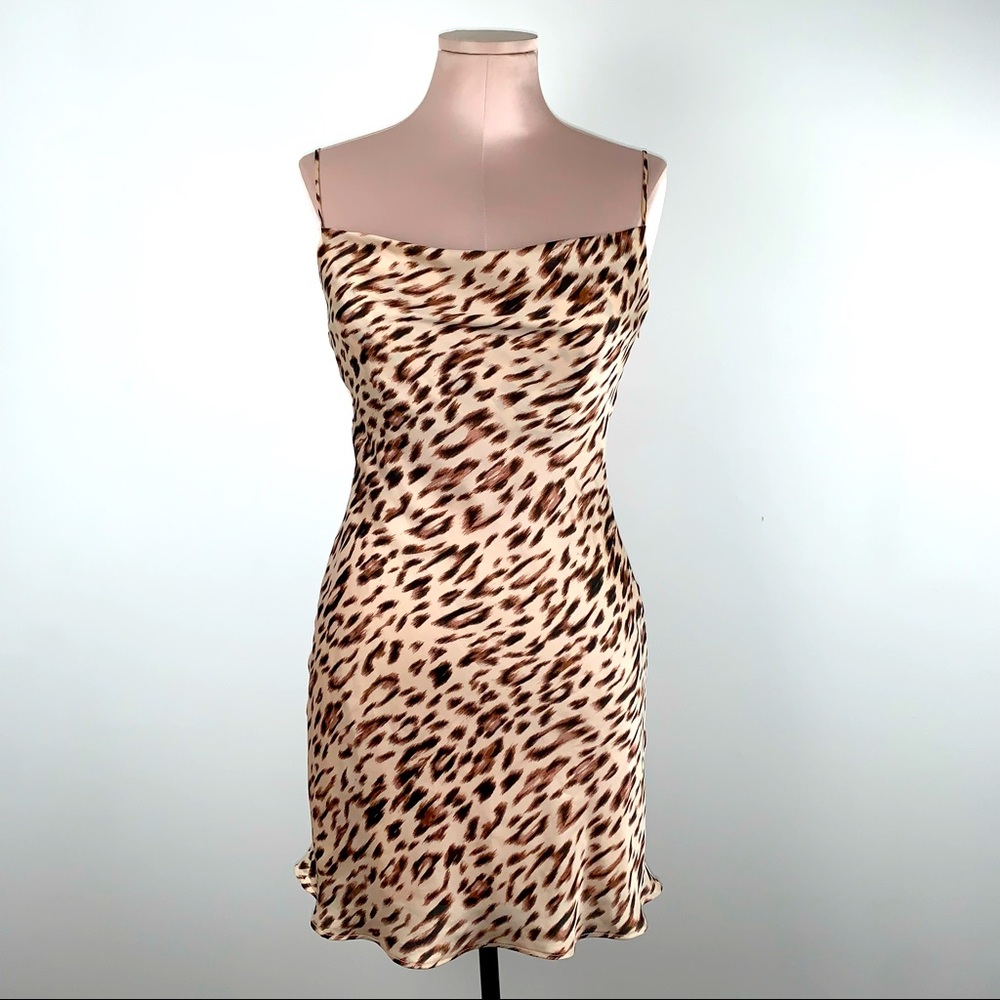 Cheetah Cowl Neck Mini Dress